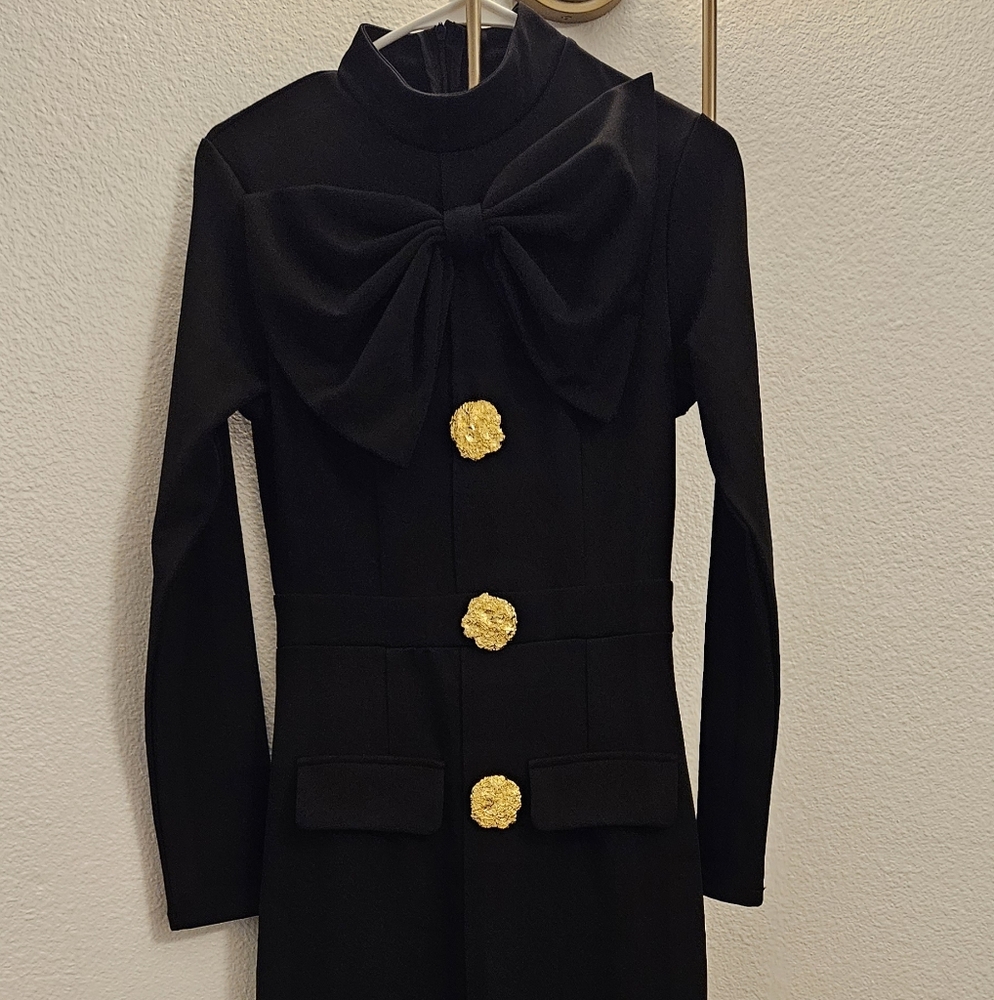 Elegant Black Dress with Gold Accents